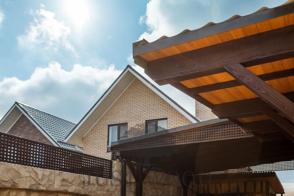 Навес частного дома. Сосновый клееный брус,  лиственница, г. Краснодар